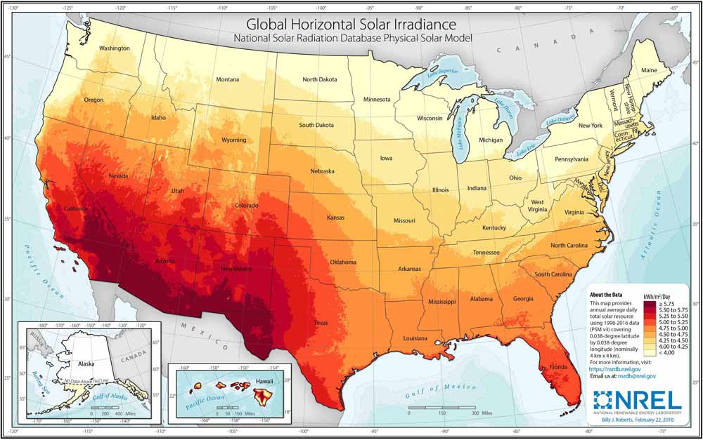 Solar irradiance map