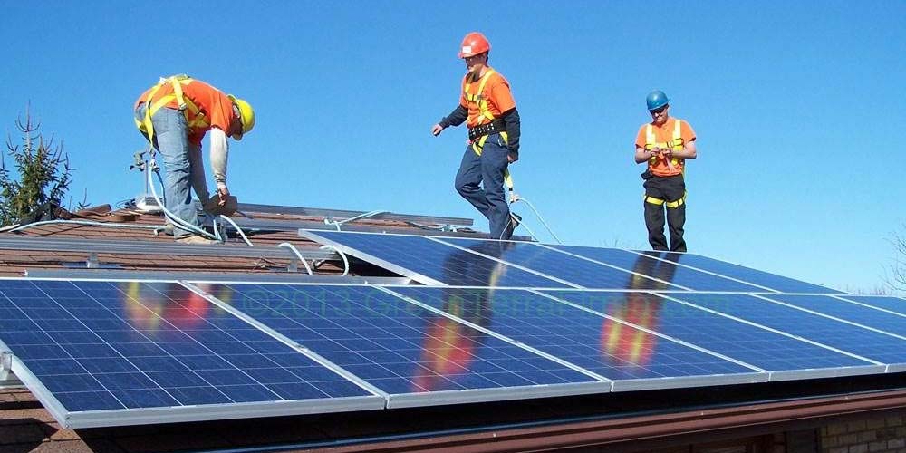 Solar panels being installed on a home in New Jersey.