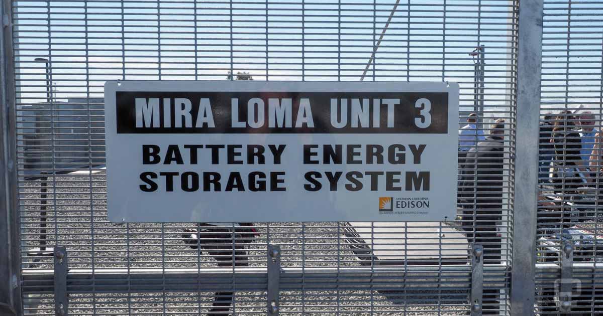 Tesla Powerpacks at the Mira Loma battery storage station in California