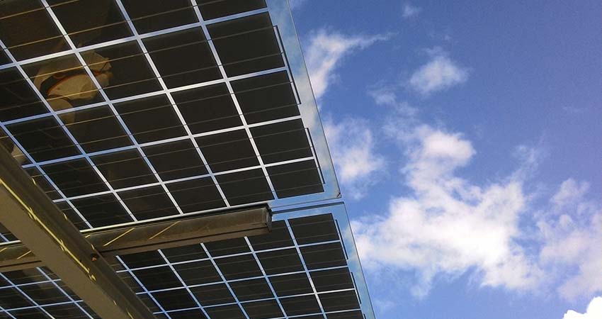 View underneath solar panels