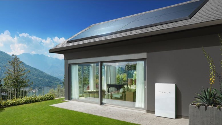 tesla powerwall battery system outside a home